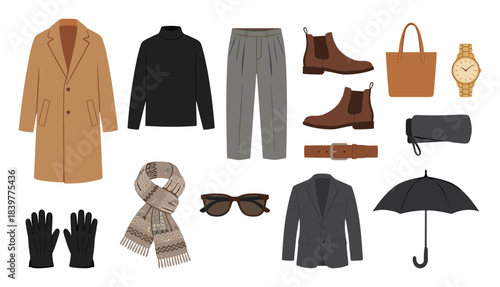 Sophisticated ensemble for cooler seasons, featuring elegant outerwear pieces
