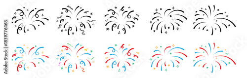 firework explode doodle hand drawing confetti new year party