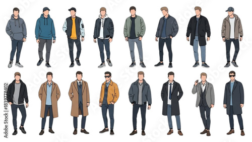 Men's fashion collection 4, a versatile Auto Cad character illustration set.