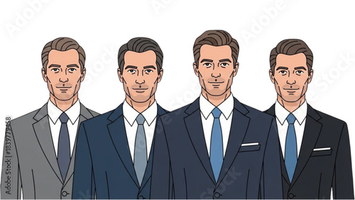 Corporate Team  Posing for a Group Portrait, an Auto Cad Illustration.