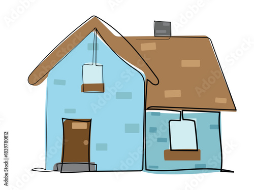 House in a continuous line pattern.