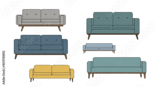 A Set of Fifty-Two Modern Couch Designs Created with Auto Cad Software.