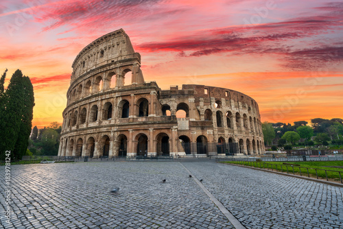 Colosseum at sunrise in Rome, Italy 