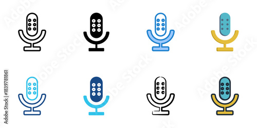 Sound recorder icon set multiple style vector collection. Editable Stroke 
