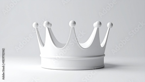 All-white crown with seven points on white surface