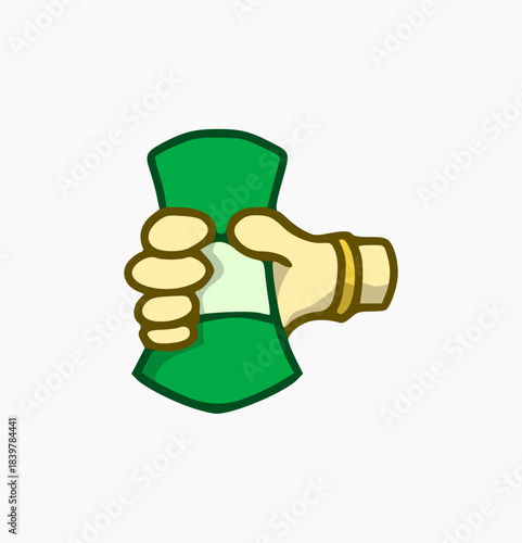 vector design of holding banknotes. stingy or keeping income symbol design
