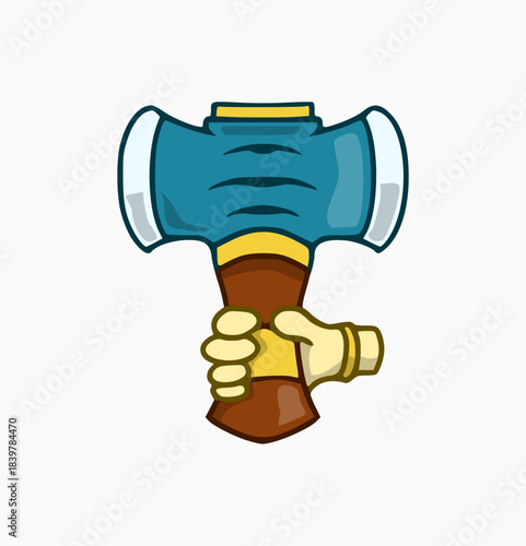 vector design of hand holding an axe. game symbol design