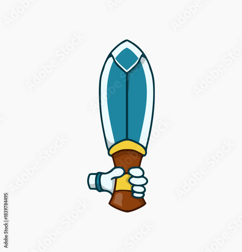 vector design of hand holding an sword. game symbol design