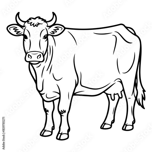 Farm Animal Illustration: A simple yet elegant sketch captures a cow in a static pose