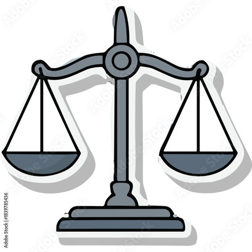 Gray Balance Scales With Black Pans Isolated On A White Background Representing Justice And Equality
