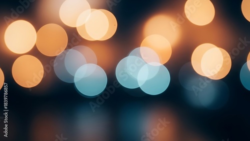 Vibrant Bokeh Lights Abstract Background with Warm Orange and Cool Blue Glow