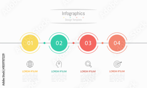 Infographic 4 options design elements for your business data. Vector Illustration.