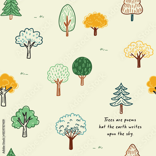Whimsical Hand-Drawn Forest Tree Collection 