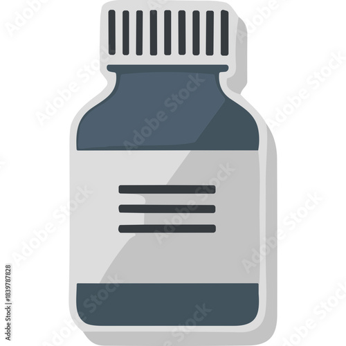 Gray Pharmaceutical Bottle With Label On White Background Graphic Illustration For Medical And Health Care Industry And Science Research Concept