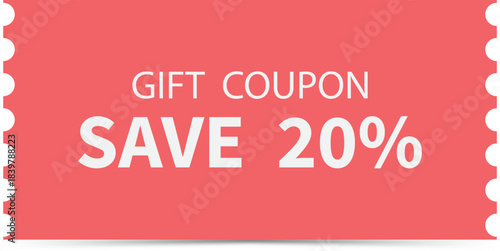 Gift coupon save 20 percent discount voucher