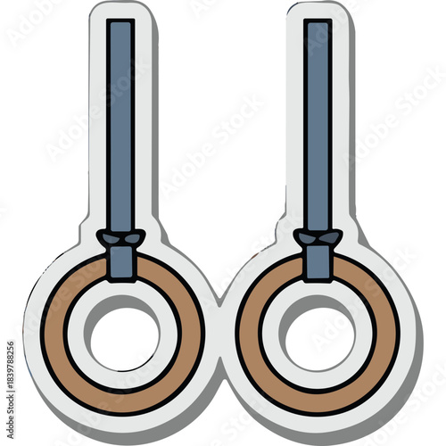 Gymnastic Rings Suspended From Metal Bars For Athletic Training And Exercise With A Simple Flat Design Against A Black Background