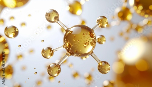 Close-up of gold molecular background.
