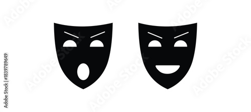 mask silhouette hidden person face. Simple design incognito party masque shape template illustration.