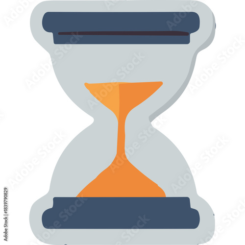 Hourglass With Orange Sand Flowing Through Its Center Against A Plain White Background Simple Flat Design