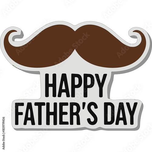 Happy Fathers Day Celebration Greeting With Brown Mustache And White Text On Black Background Minimalist Design