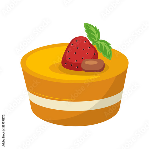Orange Layered Cake With Strawberry