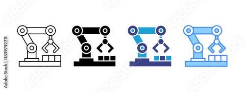 Robot Arm icon set multiple style collection