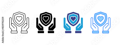 Insurance icon set multiple style collection