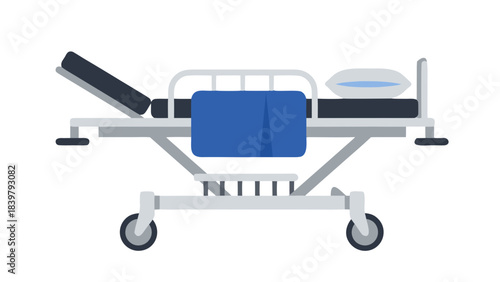 Medical Gurney With Blue Blanket And Pillow Illuminated By Soft Light In A Clinical Setting