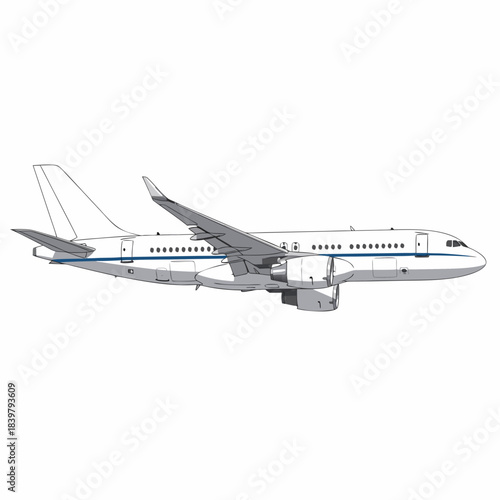 Commercial Passenger Airplane Jet Airliner Side View Aviation Transport.