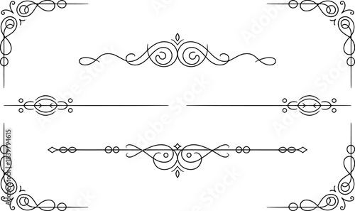 Black ornate decorative elements and dividers flourish