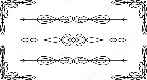 Black decorative flourishes and dividers on white border