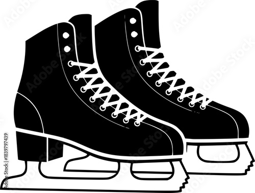 Black ice skates with white laces figure skates
