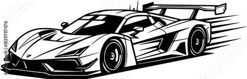 Sleek aerodynamic racing car with large rear spoiler vehicle speed
