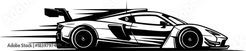 Sleek aerodynamic racing car with large rear spoiler vehicle speed
