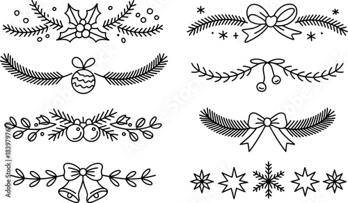 Christmas and winter themed decorative borders and elements