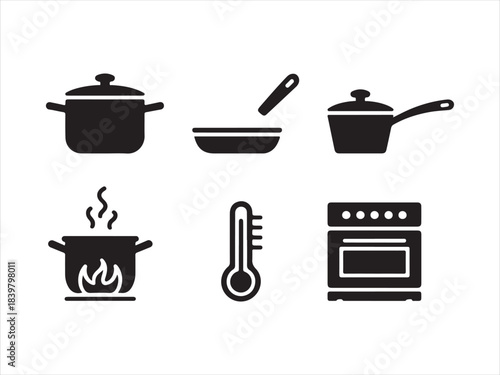 Set of outline icons related to cooking, kitchen. Linear icon collection. Cooking icon set. Outline Icon Collection Vector illustration
