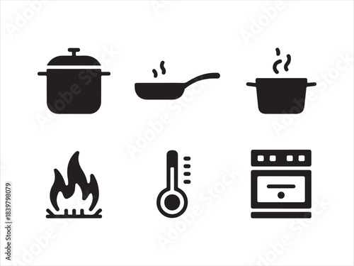 Set of outline icons related to cooking, kitchen. Linear icon collection. Cooking icon set. Outline Icon Collection Vector illustration