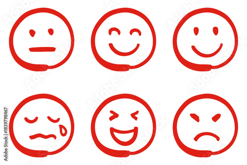 感情の手描きアイコンセット、赤