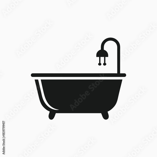 bathtub icon silhoutte vector style template 