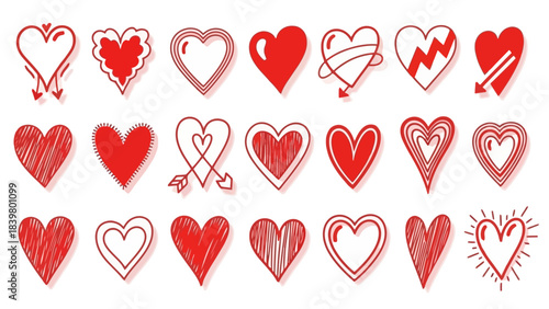 Collection of Red Hearts Vector Graphics - Love Symbols and Romantic Icons