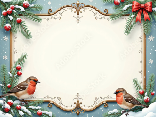 christmas card with birds