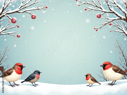christmas card with birds