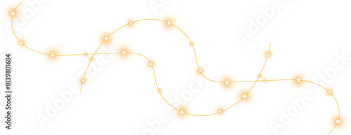 Sparkling star garland Festive golden star garland isolated on transparent background for holiday decor ornament with stars and sparkling dots for holiday banners, invitations and winter decoration