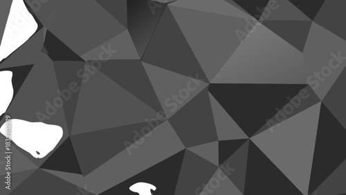 Monochromatic Geometric Polygon Pattern Background With Dark Shadow Accents And Sharp Angles In A Grayscale Palette
