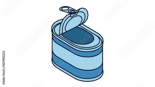 Open Blue Tin Can With Pull Tab Revealing Empty Interior Against A Black Background Clean Simple Illustration