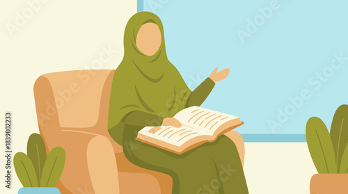 Muslim Woman Reading Book: Education, Knowledge, and Learning Journey