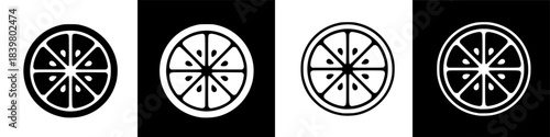 Minimalist graphic illustration of a refreshing lemon slice, ideal for food and drink designs