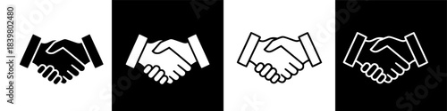 Professional agreement gesture: pair of shaking hand icons, clear graphic illustration
