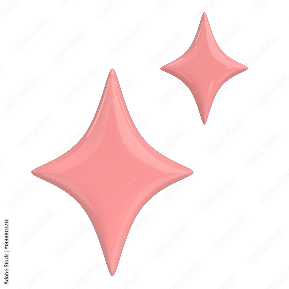 Fototapeta premium Glossy Star Sparkle. 3D Illustration.