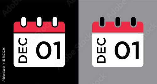 calendar - December 1 icon illustration isolated vector sign symbol